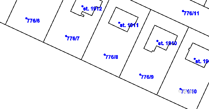 Parcela st. 776/8 v KÚ Strakonice, Katastrální mapa