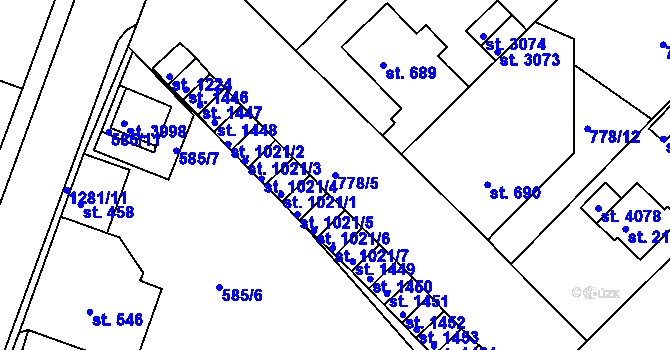 Parcela st. 778/5 v KÚ Strakonice, Katastrální mapa