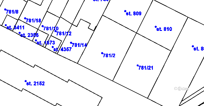 Parcela st. 781/2 v KÚ Strakonice, Katastrální mapa
