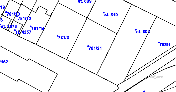 Parcela st. 781/21 v KÚ Strakonice, Katastrální mapa