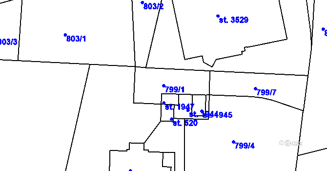 Parcela st. 799/1 v KÚ Strakonice, Katastrální mapa