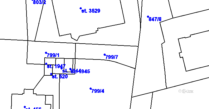 Parcela st. 799/7 v KÚ Strakonice, Katastrální mapa