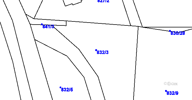 Parcela st. 832/3 v KÚ Strakonice, Katastrální mapa