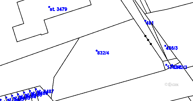 Parcela st. 832/4 v KÚ Strakonice, Katastrální mapa