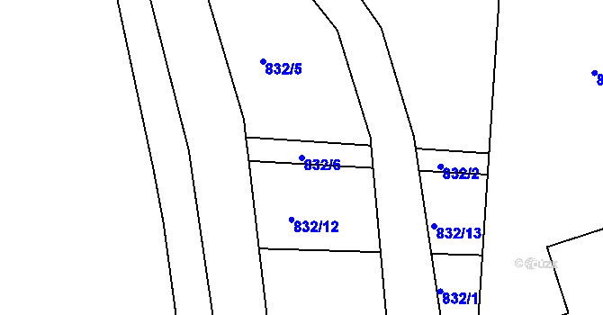 Parcela st. 832/6 v KÚ Strakonice, Katastrální mapa