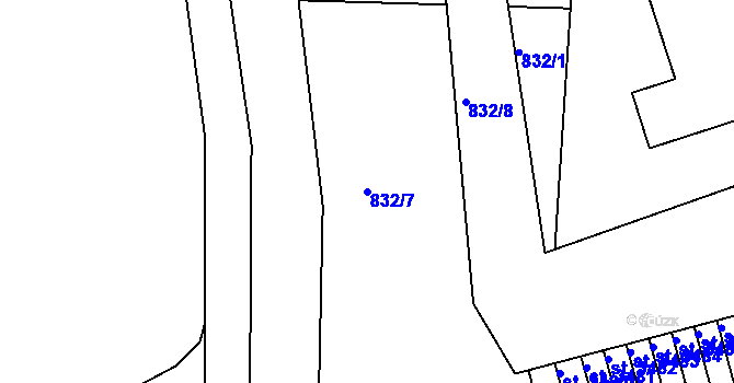 Parcela st. 832/7 v KÚ Strakonice, Katastrální mapa