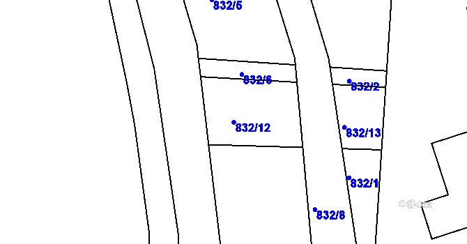 Parcela st. 832/12 v KÚ Strakonice, Katastrální mapa