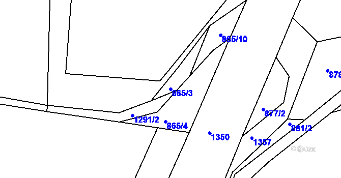 Parcela st. 865/3 v KÚ Strakonice, Katastrální mapa