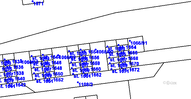 Parcela st. 1066/90 v KÚ Strakonice, Katastrální mapa