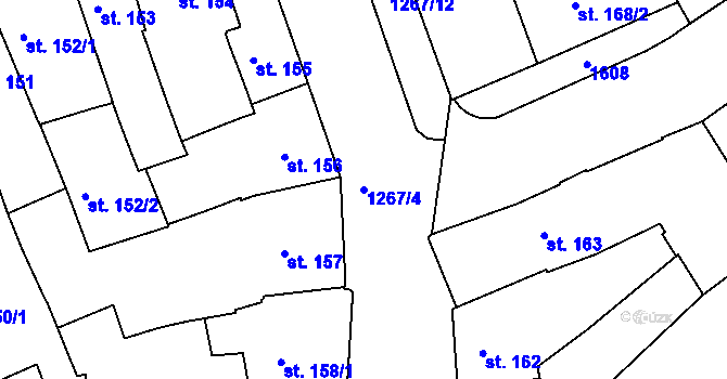 Parcela st. 1267/4 v KÚ Strakonice, Katastrální mapa