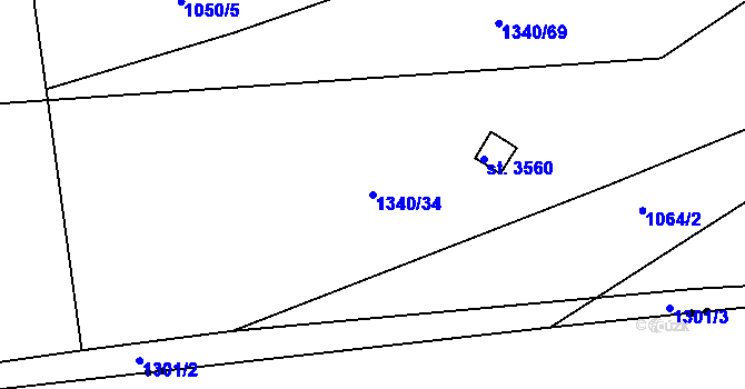 Parcela st. 1340/34 v KÚ Strakonice, Katastrální mapa