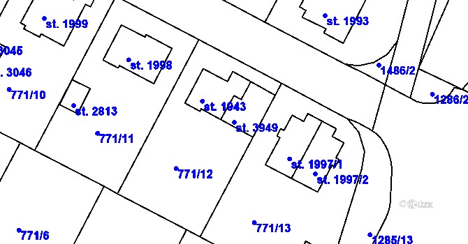 Parcela st. 3949 v KÚ Strakonice, Katastrální mapa