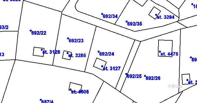 Parcela st. 692/24 v KÚ Strakonice, Katastrální mapa