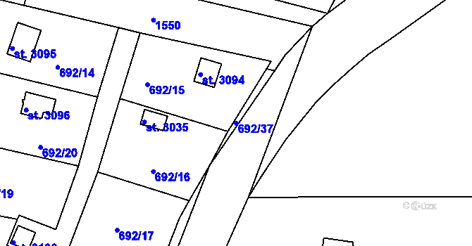 Parcela st. 692/37 v KÚ Strakonice, Katastrální mapa