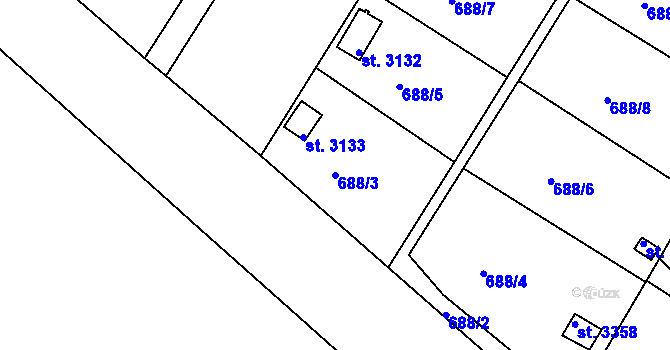 Parcela st. 688/3 v KÚ Strakonice, Katastrální mapa