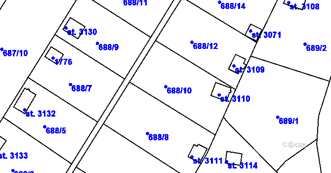 Parcela st. 688/10 v KÚ Strakonice, Katastrální mapa