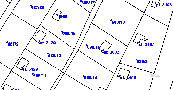 Parcela st. 688/16 v KÚ Strakonice, Katastrální mapa