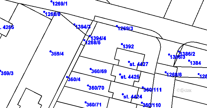 Parcela st. 1268/2 v KÚ Strakonice, Katastrální mapa