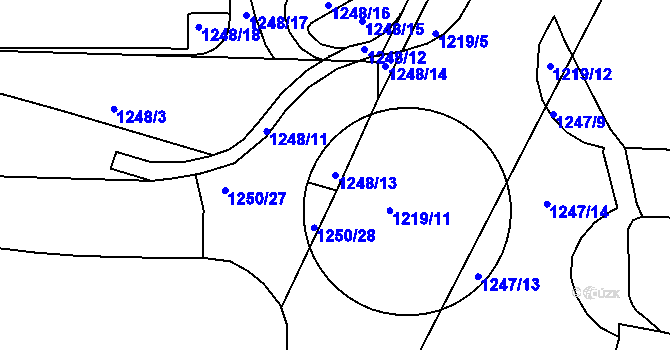 Parcela st. 1248/13 v KÚ Strakonice, Katastrální mapa