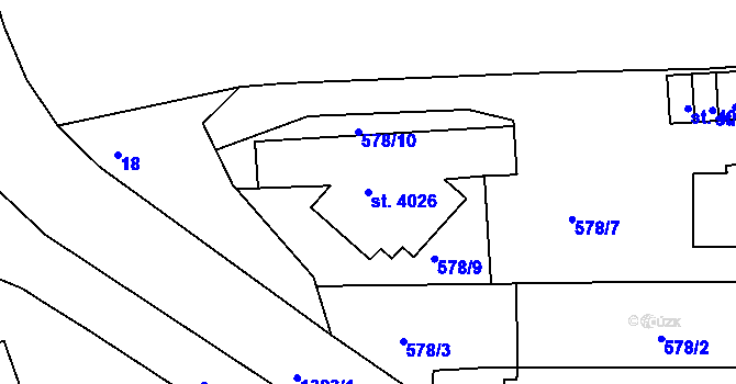 Parcela st. 4026 v KÚ Strakonice, Katastrální mapa
