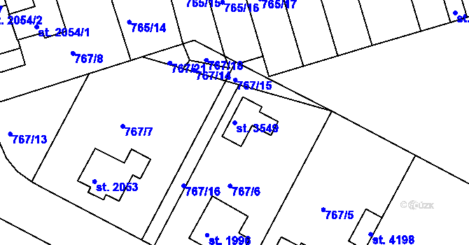 Parcela st. 3549 v KÚ Strakonice, Katastrální mapa