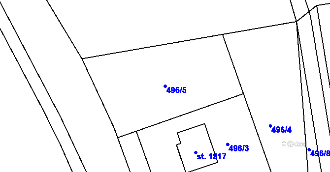 Parcela st. 496/5 v KÚ Strakonice, Katastrální mapa