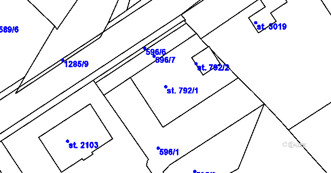 Parcela st. 792/1 v KÚ Strakonice, Katastrální mapa