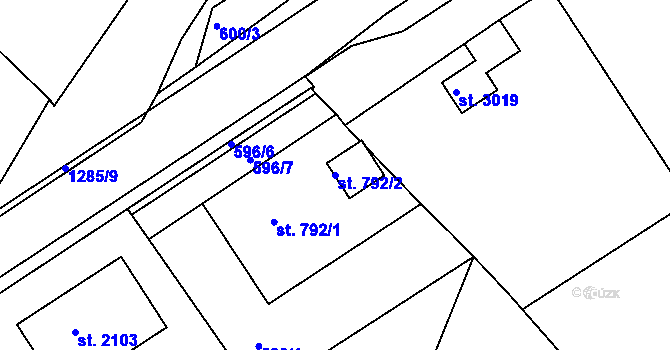 Parcela st. 792/2 v KÚ Strakonice, Katastrální mapa