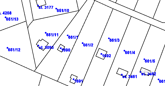 Parcela st. 661/2 v KÚ Strakonice, Katastrální mapa