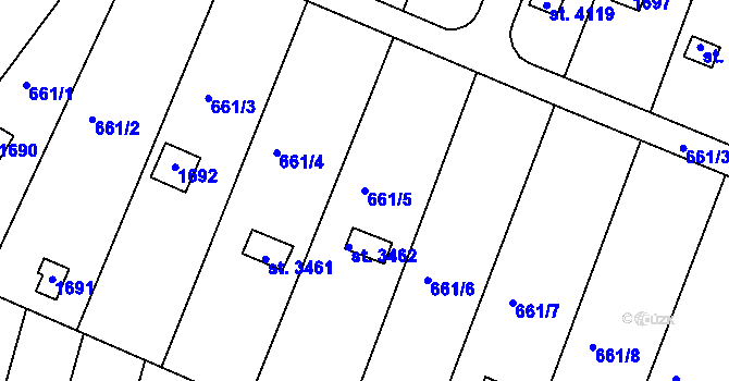 Parcela st. 661/5 v KÚ Strakonice, Katastrální mapa