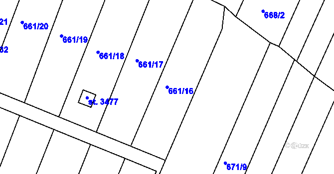 Parcela st. 661/16 v KÚ Strakonice, Katastrální mapa