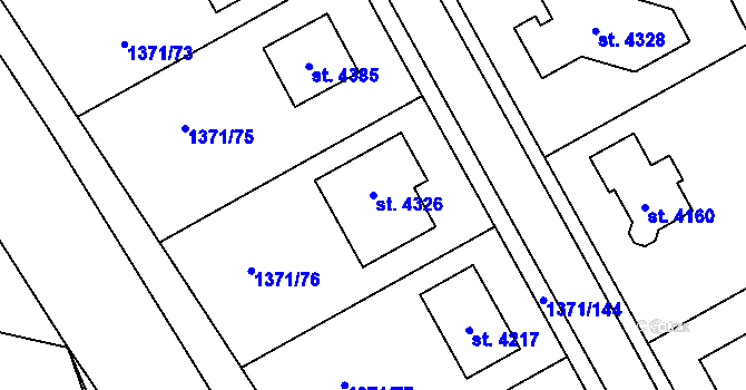 Parcela st. 4326 v KÚ Strakonice, Katastrální mapa