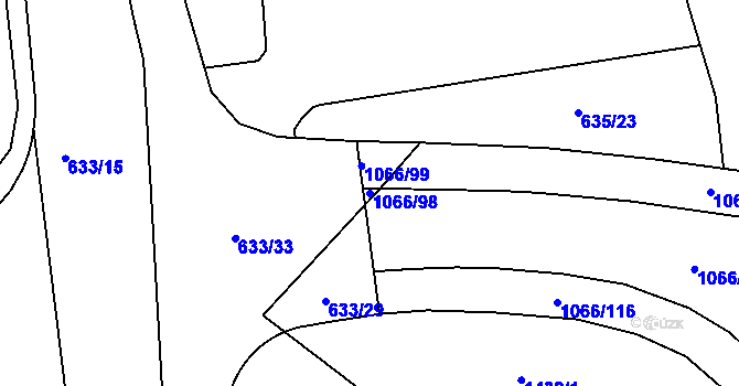 Parcela st. 1066/98 v KÚ Strakonice, Katastrální mapa
