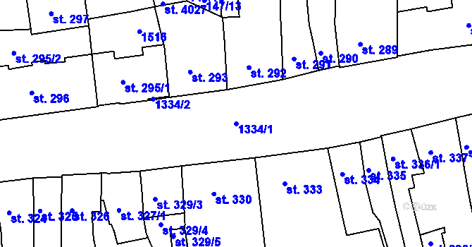 Parcela st. 1334/1 v KÚ Strakonice, Katastrální mapa