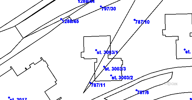 Parcela st. 3003/1 v KÚ Strakonice, Katastrální mapa