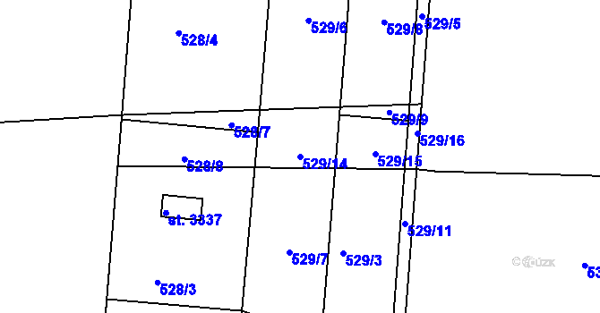 Parcela st. 529/14 v KÚ Strakonice, Katastrální mapa