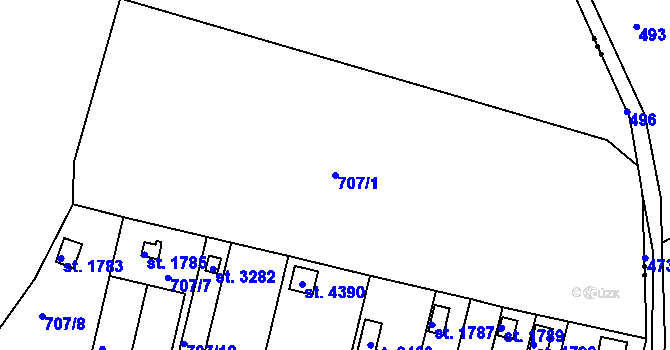 Parcela st. 707/1 v KÚ Strakonice, Katastrální mapa