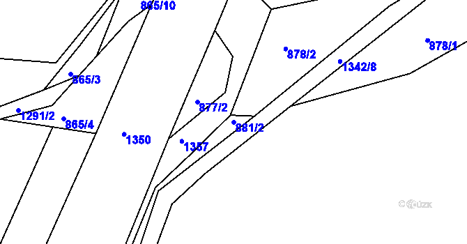 Parcela st. 881/2 v KÚ Strakonice, Katastrální mapa