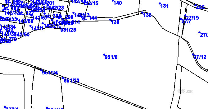 Parcela st. 951/8 v KÚ Strakonice, Katastrální mapa