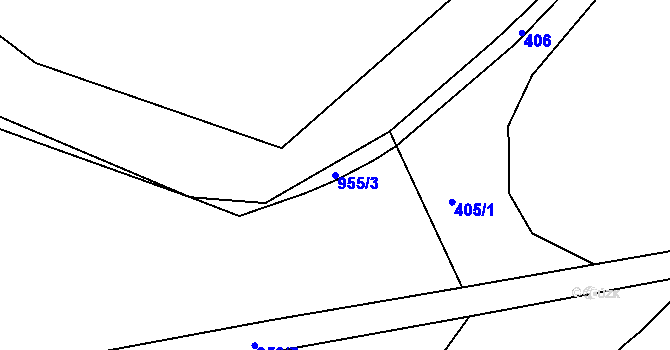 Parcela st. 955/3 v KÚ Strakonice, Katastrální mapa