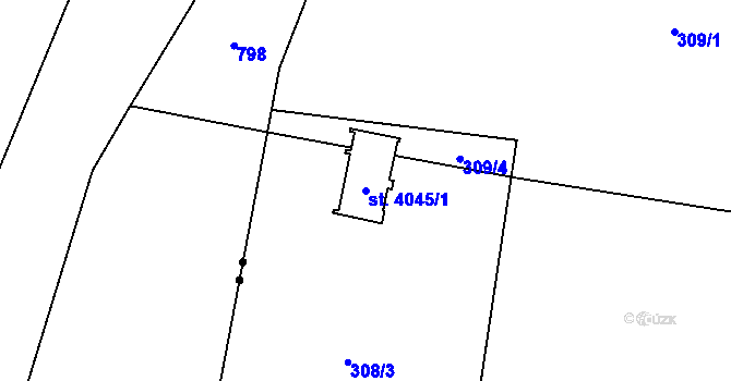 Parcela st. 4045/1 v KÚ Strakonice, Katastrální mapa
