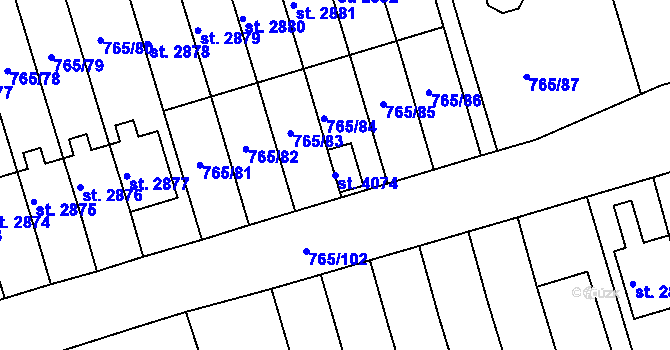 Parcela st. 4074 v KÚ Strakonice, Katastrální mapa