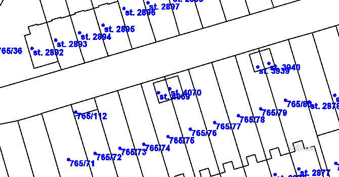 Parcela st. 4070 v KÚ Strakonice, Katastrální mapa