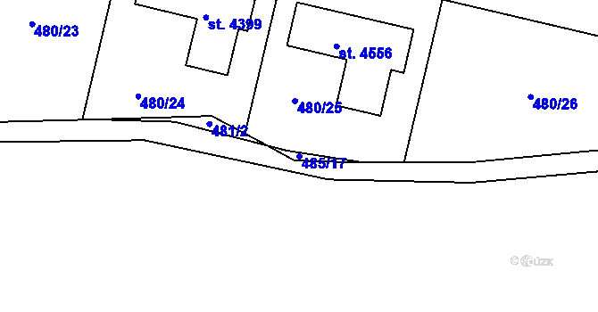 Parcela st. 485/17 v KÚ Strakonice, Katastrální mapa