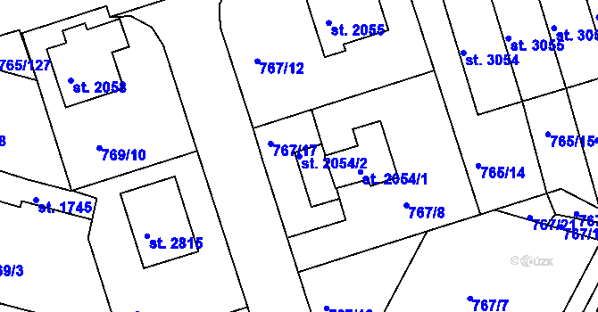 Parcela st. 2054/2 v KÚ Strakonice, Katastrální mapa