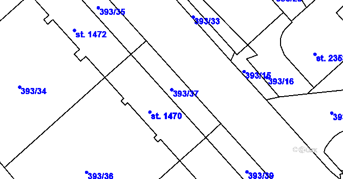Parcela st. 393/37 v KÚ Strakonice, Katastrální mapa