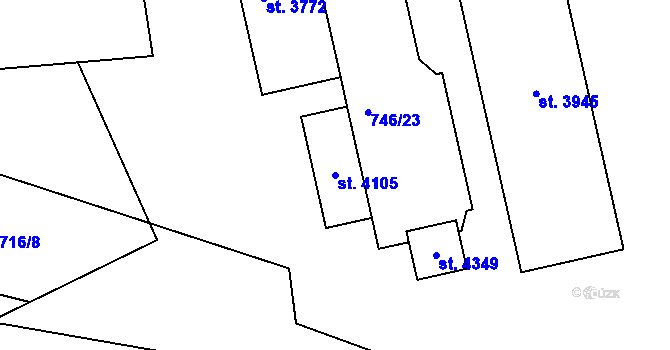Parcela st. 4105 v KÚ Strakonice, Katastrální mapa