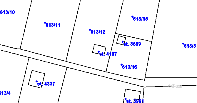 Parcela st. 4107 v KÚ Strakonice, Katastrální mapa