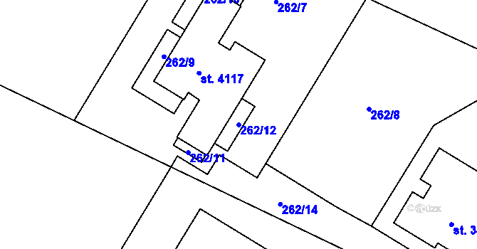 Parcela st. 262/12 v KÚ Strakonice, Katastrální mapa