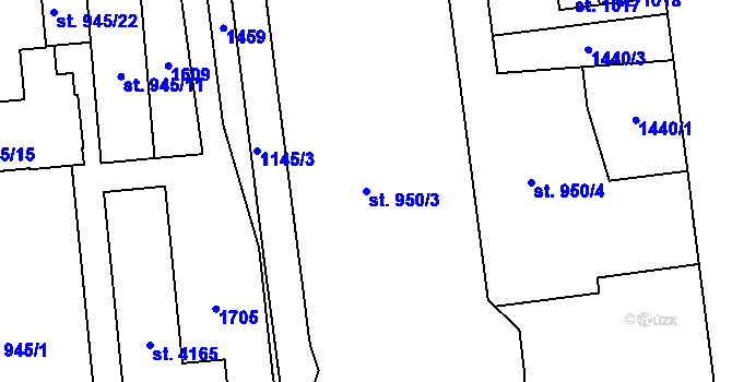 Parcela st. 950/3 v KÚ Strakonice, Katastrální mapa